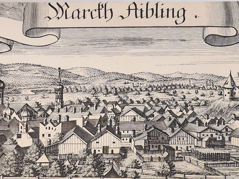 Alte Strichzeichnung von Bad Aibling